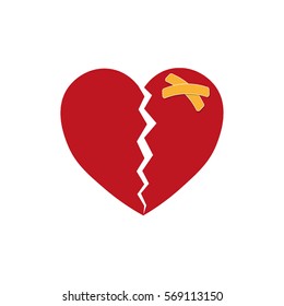 red broken heart vector on white background 
