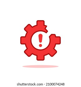 red broken operational process or failure icon. concept of repair or maintenance symbol. flat cartoon trend modern fault or disruption logotype graphic simple design web element isolated on white