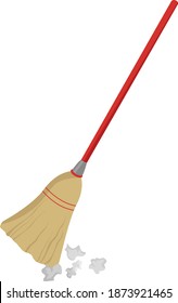 Red broom, illustration, vector on white background