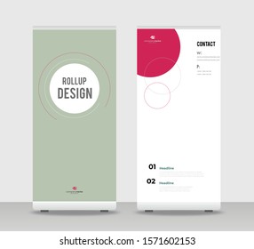 Formas abstractas de color rojo Formas para exposición moderna Publicidad Tendencia comercial Roll Up Banner Stand Cartel Folleto de diseño plano plantilla concepto creativo. EPS acumuladas rojas. Cubierta de presentación