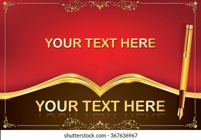 Red Brown background with pen for any occasion. Print colors used. Space for your own text. Easy to customize.