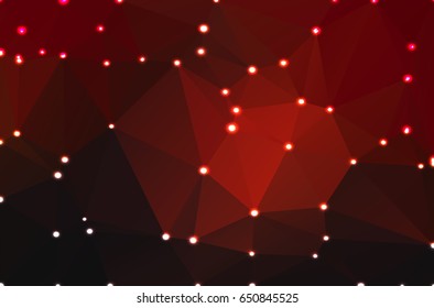 Red brown black abstract low poly geometric background with defocused lights