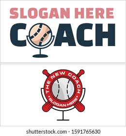 Red brown black ball circle stick icon logo design suitable for sport school club competition team league tournament baseball
