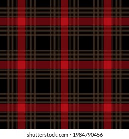Red, brown and black plaid. Tartan pattern close-up for textile, paper and other prints.