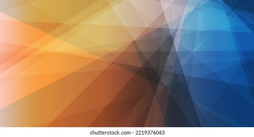 Triángulo brillante rojo, marrón y azul en 3D con forma de planchas superpuestas translúcidas, patrón de formas geométricas coloridas, resumen de fondo vectorial futurista, diseño de textura, plantilla