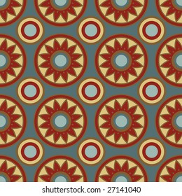 Red, brown, and blue country country styled seamless flower pattern