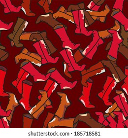  red and brown boots on red background  	 
