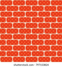 Red and brown bricks are seamless. Fen wall of the house. Vector illustration pop art