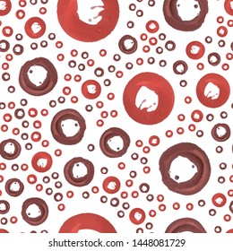 Red and brown a circle Cute Seamless pattern. Perfect for your design, textile, pattern fills, box, posters, cards, web page background etc. Pattern under the mask. Vector.