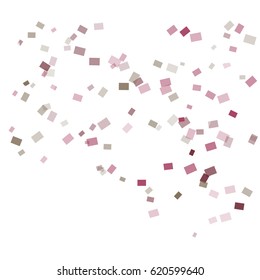Red and Brown Confetti of Different Opacity and Size on White Background