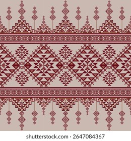 Motif rouge brun ethnique boho harmonieux. Amérindien, motif Navajo, texture Image vectorielle tribale. Ornement aztèque. Conception pour le sol noir Capet, rideaux, couvertures, Peut être utilisé dans la conception pour les vêtements.