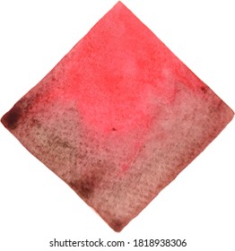 Red and brown fern on rectangle frame watercolor hand painting for decoration on Autumn season events.