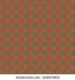 Red and brown glen check pattern. Stylish hounds tooth checkered blend.