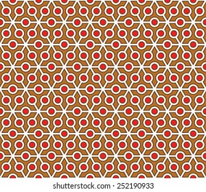 Red and brown retro color pollen seamless pattern background vector. 