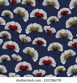 red and brown seamless pattern on navy background