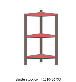 Red and brown shelf. Flat design icon vector illustration.
