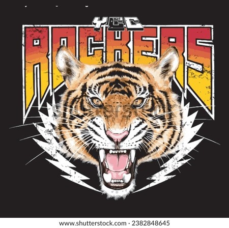 red brown yellow tiger with open mouth