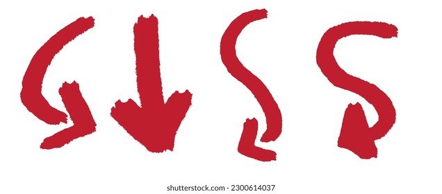 Red brush arrow icon set