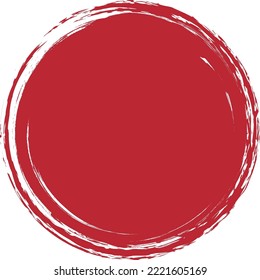 Red brush circle. Round stamp vector isolated on background. Painted red brush circle vector. For grunge badge, seal, ink and stamp design template. Round grunge hand drawn circle shape, vector