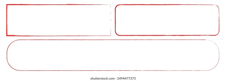 Red brush frames. Brush frame vector set. 3 set of red brush frame.