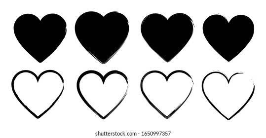 Red brush heart icon set