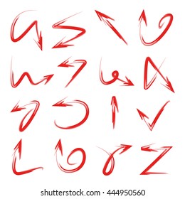 red brush line arrows