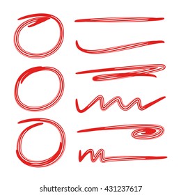 red brush lines and circle highlighters