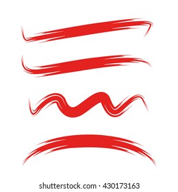 red brush lines, brush stroke set, grunge brush set, red underlines