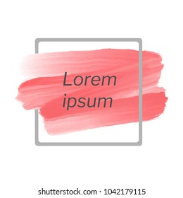 Red brush painted acrylic abstract background. Illustration over square frame on white background. Perfect painted design for headline, logo and sale banner. 