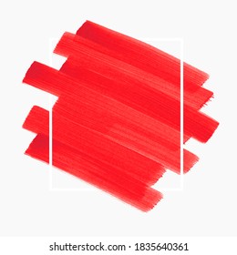 roter, mit Pinsel bemalter Hintergrund-Banner auf Rahmenvektor. Perfektes Design für Logo, Überschrift und Verkaufsbanner. Moderne Kunst, abstrakte Kunst.