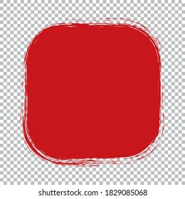 red brush painted ink stamp banner on white background