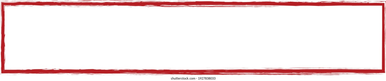 red brush painted ink stamp banner frame on white background