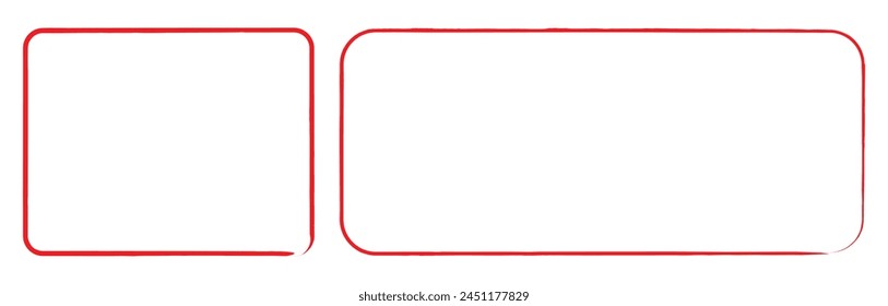Roter Pinsel lackierter Tintenstempel-Banner auf weißem Hintergrund. Von Hand mit einem rauen Pinsel bemalt. Vektorillustration. EPS-Datei 375.