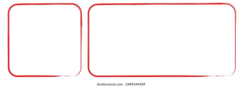 Red brush painted ink stamp frame. set of red brush painted ink stamp frames with place for your design element. Vector illustration. Red brush frame. Eps 10.
