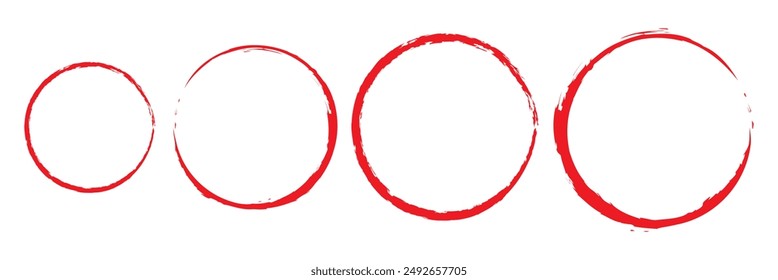 pincel rojo pintado con tinta estampado marco de Anuncio sobre fondo blanco