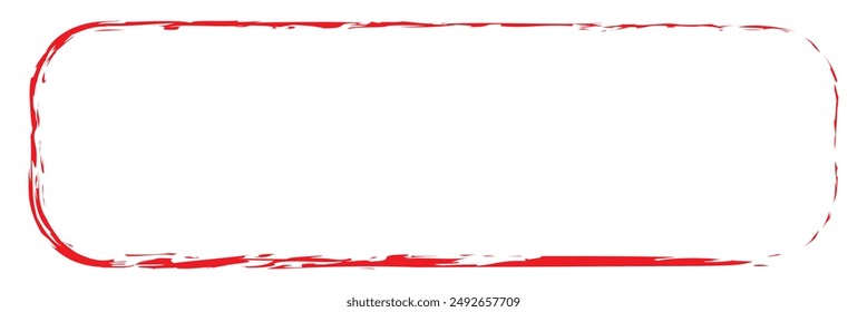 red brush painted ink stamp banner frame on white background