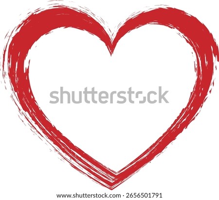 red brush painted stamp heart frame banner - Valentine's Day concept