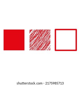 red brush squares. Square frame. Line art icon. Brush texture. Vector illustration. stock image.