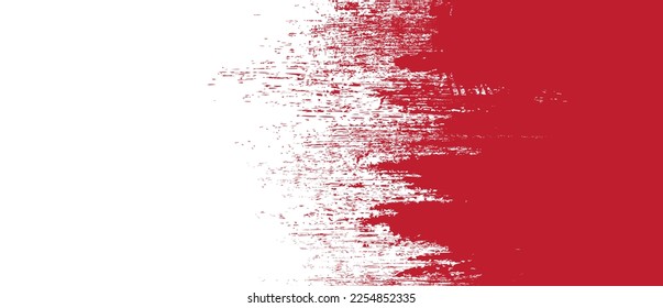 Red brush stroke background. Red ink splash on backdrop. Brush background for wallpaper, paint splatter template, dirt banner, watercolor design, dirty texture. Trendy brush background, vector