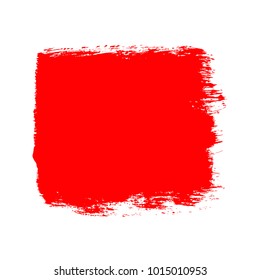 Red brush stroke banner on a white background. Hand drawn acrylic smear paint stain design element isolated on a white background. Vector illustration. - Shutterstock ID 1015010953