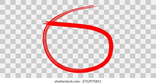 Red brush stroke circle on transparent background