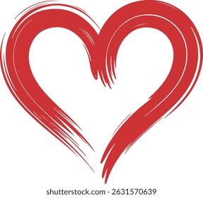 Red Brush Stroke Heart Vector for Valentines and Love Designs