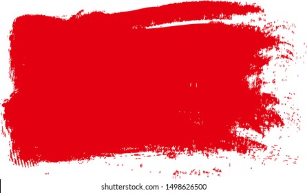 Red brush stroke isolated on white background. Brush stroke for red ink paint, grunge backdrop, dirt banner, watercolor design and dirty texture. Creative art concept. vector illustration.