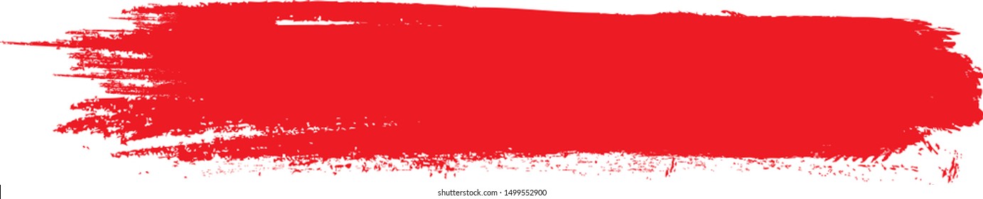 Red brush stroke isolated on white background. Brush stroke for red ink paint, grunge backdrop, dirt banner, watercolor design and dirty texture. Creative art concept. vector illustration.
