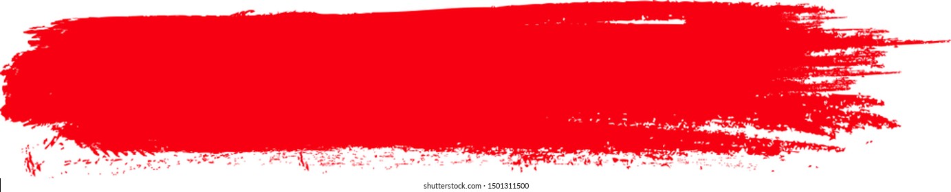Red brush stroke isolated on white background. Brush stroke for red ink paint, grunge backdrop, dirt banner, watercolor design and dirty texture. Creative art concept. vector illustration.
