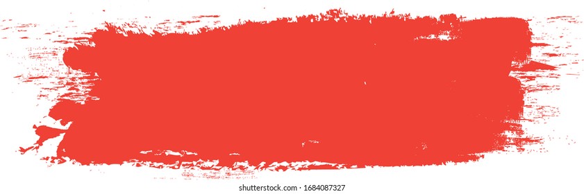Red brush stroke isolated on white background. Trendy brush stroke for red ink paint, grunge backdrop, dirt banner, watercolor design and dirty texture. Brush stroke vector illustration