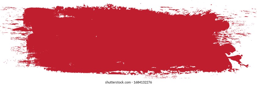 Red brush stroke isolated on white background. Trendy brush stroke for red ink paint, grunge backdrop, dirt banner, watercolor design and dirty texture. Brush stroke vector illustration
