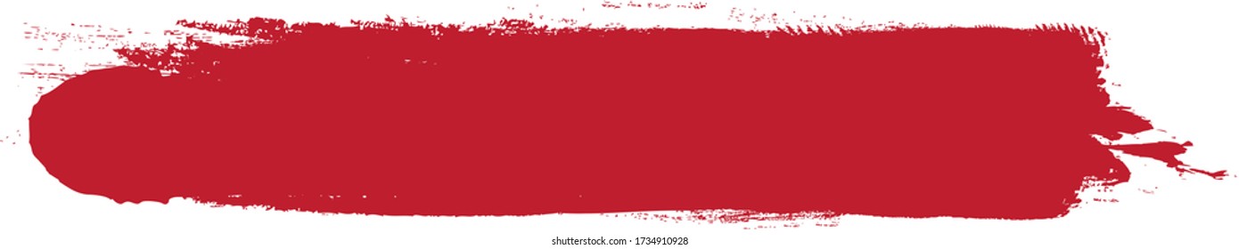 Red brush stroke isolated on white background. Trendy brush stroke for red ink paint, grunge backdrop, dirt banner, watercolor design and dirty texture. Brush stroke vector illustration