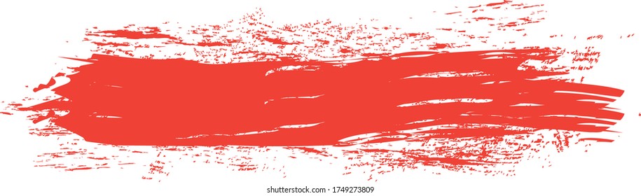 Red brush stroke isolated on white background. Trendy brush stroke for red ink paint, grunge backdrop, dirt banner, watercolor design and dirty texture. Brush stroke vector illustration