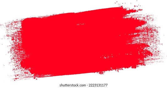 Red brush stroke isolated on background. Paint brush stroke vector for red ink paint, grunge design element, dirt banner, watercolor design, dirty texture. Trendy brush stroke, vector illustration